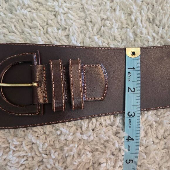 The Limited Dark Brown Wide Leather Waist Belt Made in Italy Size Small main image 5